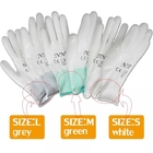 13G Knitted White Electronics Factory Working ESD Antistatic PU Coated Gloves