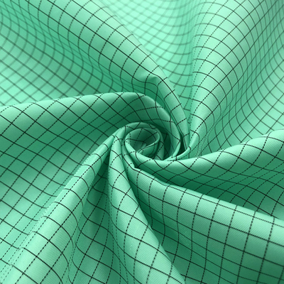Polyester 5mm Grid Anti Static ESD Fabrics Taffeta Stripe For ESD Garment