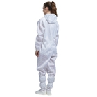White Stand Collar ESD Anti Static Jumpsuit Clean Room Jumpsuit