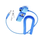 Adjustable Blue Anti Static ESD Wrist Strap PVC With Coil Cord