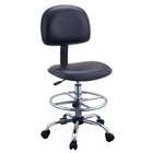Black ESD Backrest Anti Static Lab Chair Metal Frame With Hard Plastic Seat
