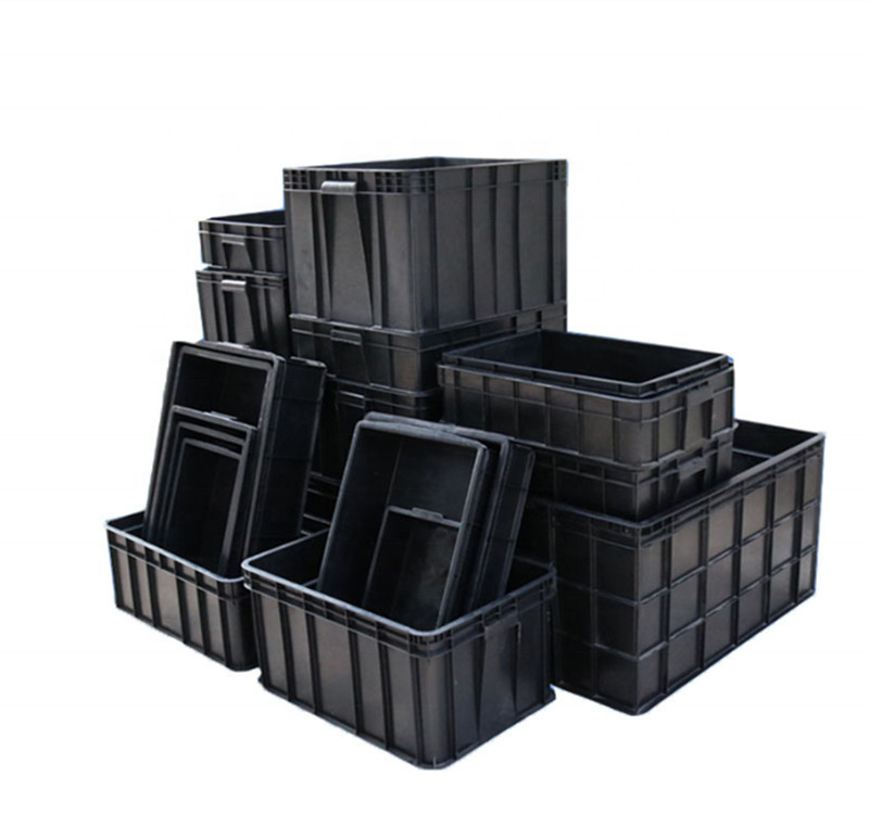 Antistatic Electronics Tray Folding ESD Bin Box Plastic Black With Dividers
