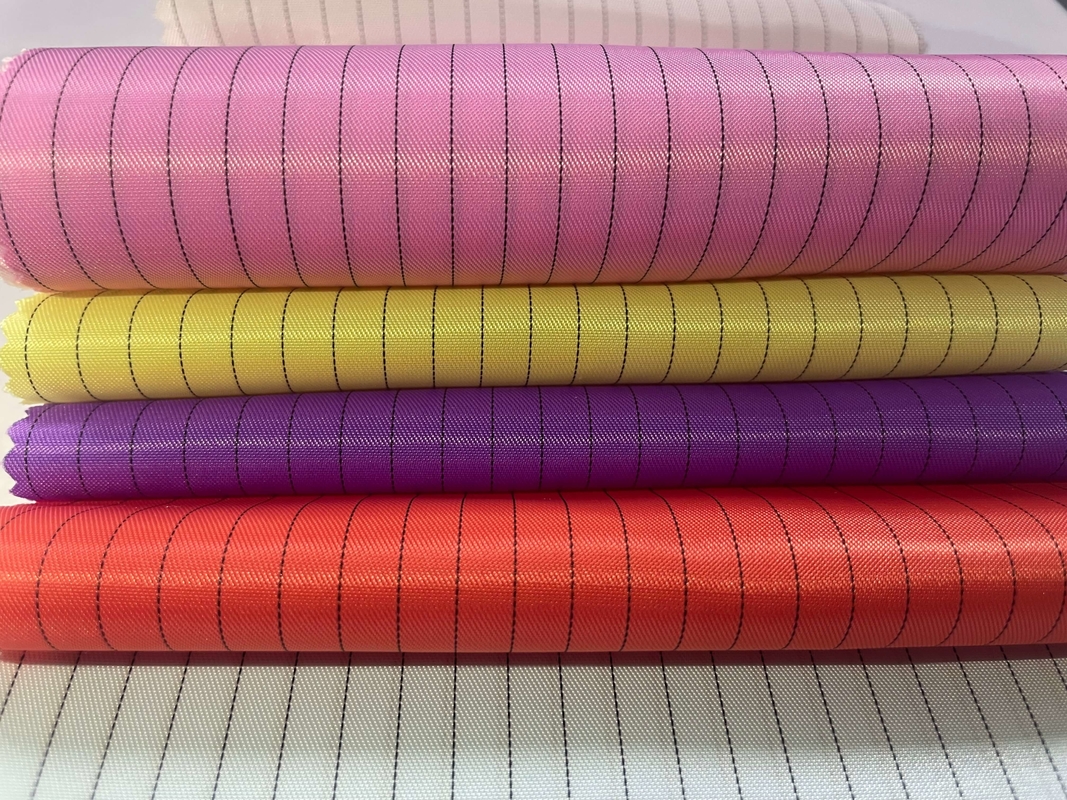 130GSM Anti Static ESD Polyester 5mm Stripe Polyester Carbon ESD Fabric