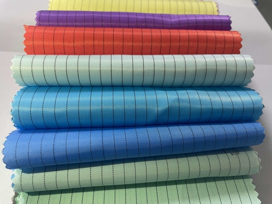 110gsm 5mm Stripe Design Anti Static ESD Antistatic Woven Fabric For Industrial Garment Making